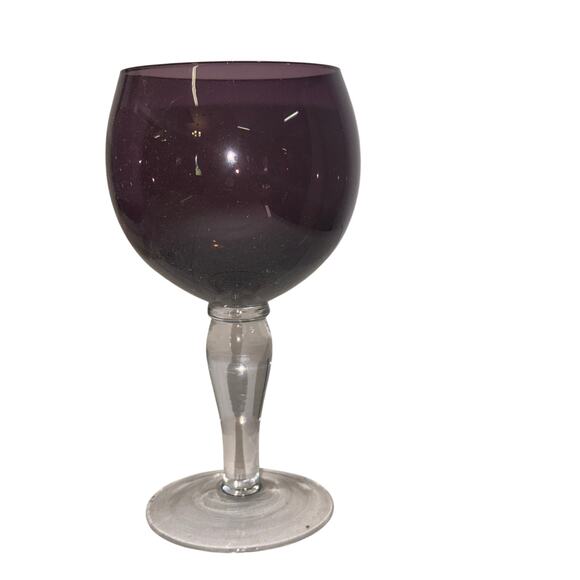 Amethyst Glass Wine Goblet Glass 7" - Hand Blown = 8 oz. - Picture 1 of 5